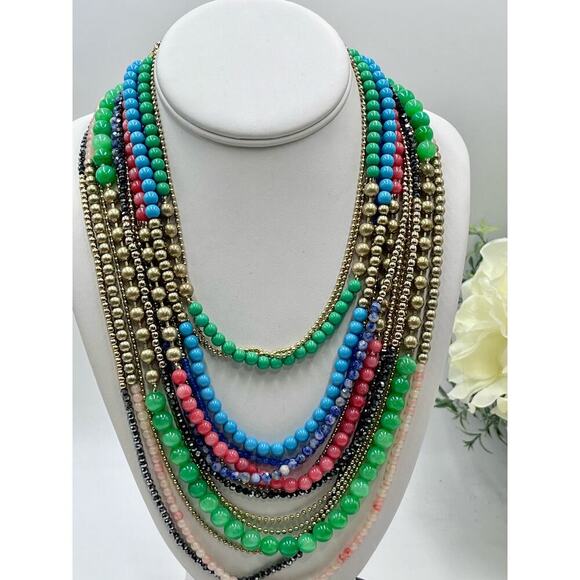 Stella & Dot Zahara Multi-
Strand/Color Semi Precious Bib Layered Necklace - Picture 1 of 16